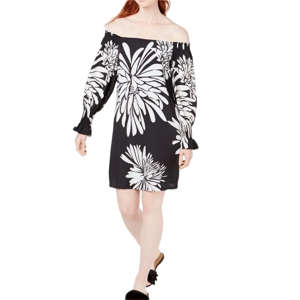 Trunk Turk Black and White Floral Off-Shoulder Dress-NWT